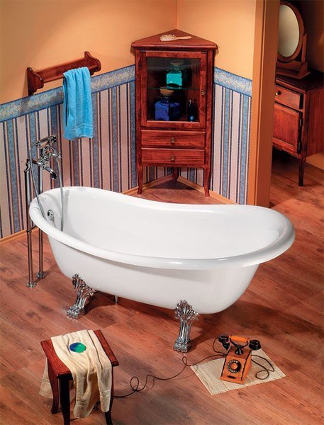 CHARLESTON volně stojící vana 188x83x69cm, nohy chrom mat, bílá